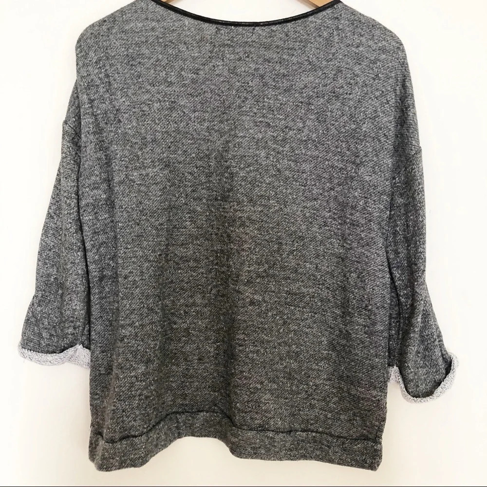 🍁 Monteau | Gray Embellished Rolled Sleeve Top - Picture 5 of 6